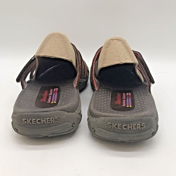 Skechers Outdoor Lifestyle Sandals Woman's 8 Brown Leather Slip On Strappy Slide - Picture 4 of 11